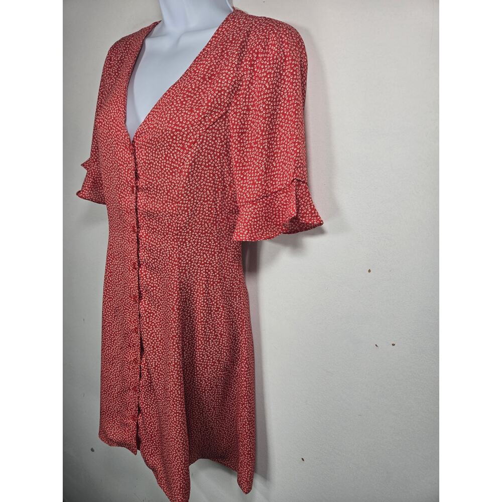 European Summer/90's vibes Lulus Women's Rust Red Print Button Up Dress. Size XS - Picture 5 of 13